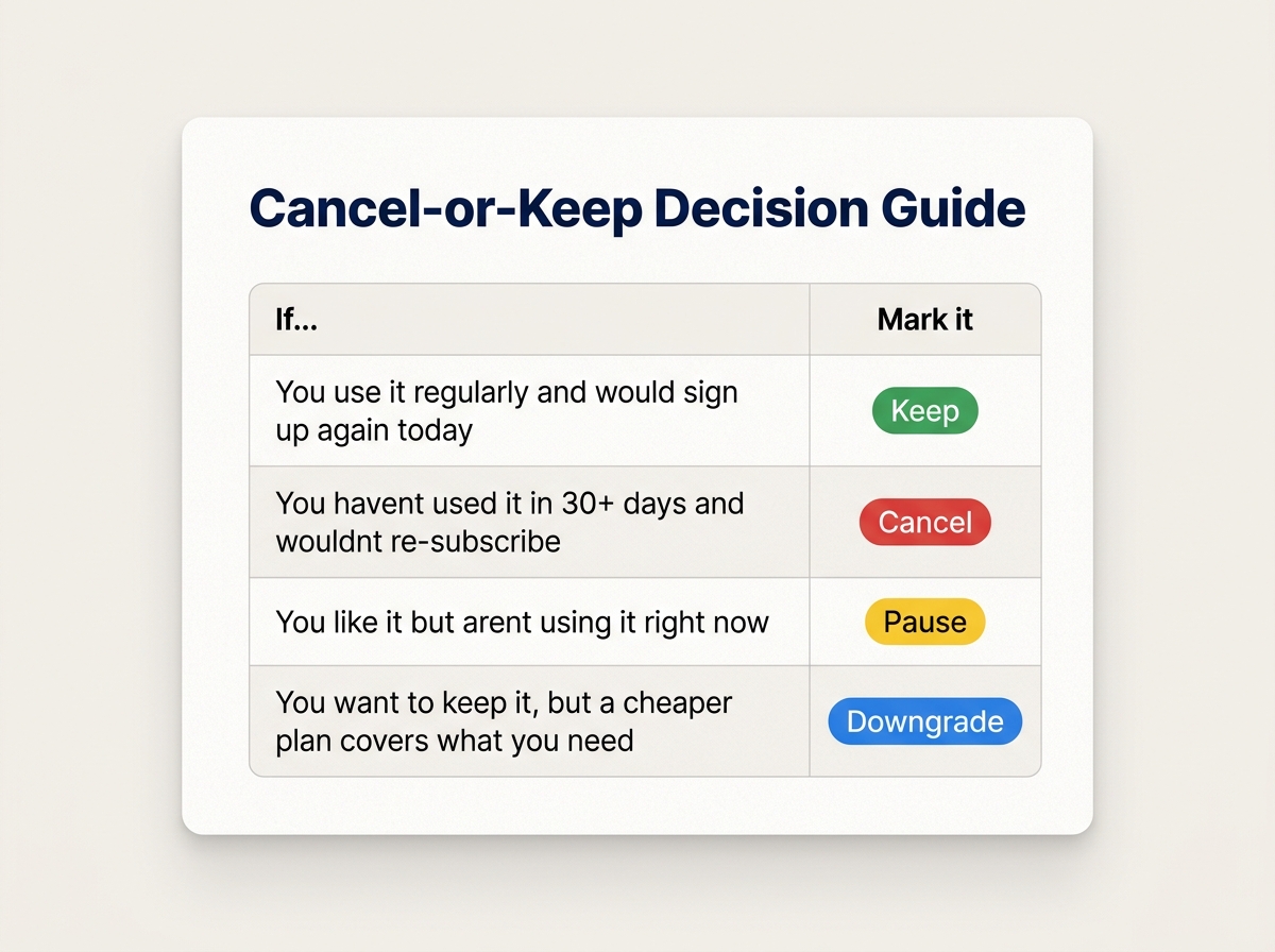 Cancel or Keep Decision Guide Preview